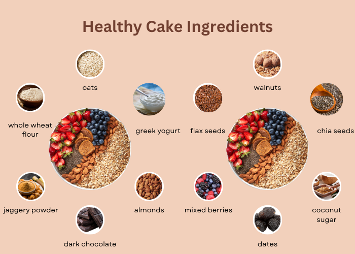 healthy cakes ingredients banner